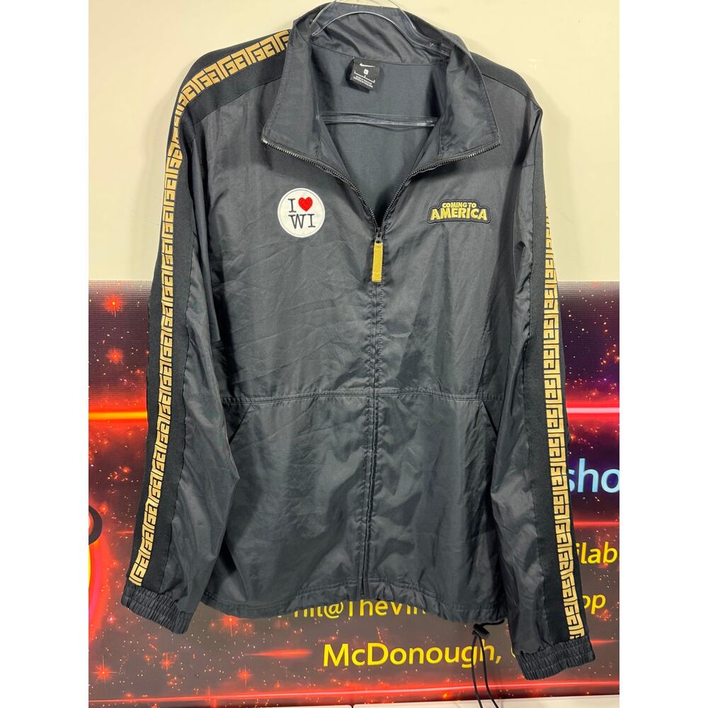 Nike Giannis Coming To America Windbreaker Jacket Mens L Black Gold CQ8308-010